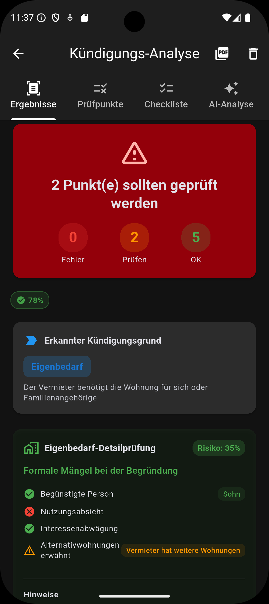 Kündigungs-Check Screenshot 1