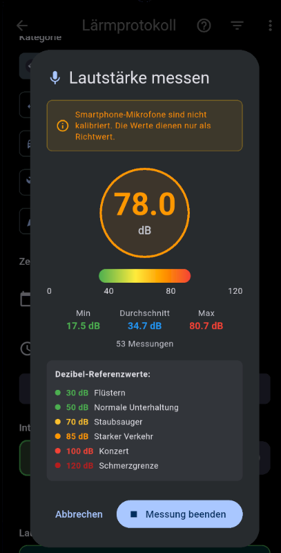 Lärmprotokoll Screenshot 2