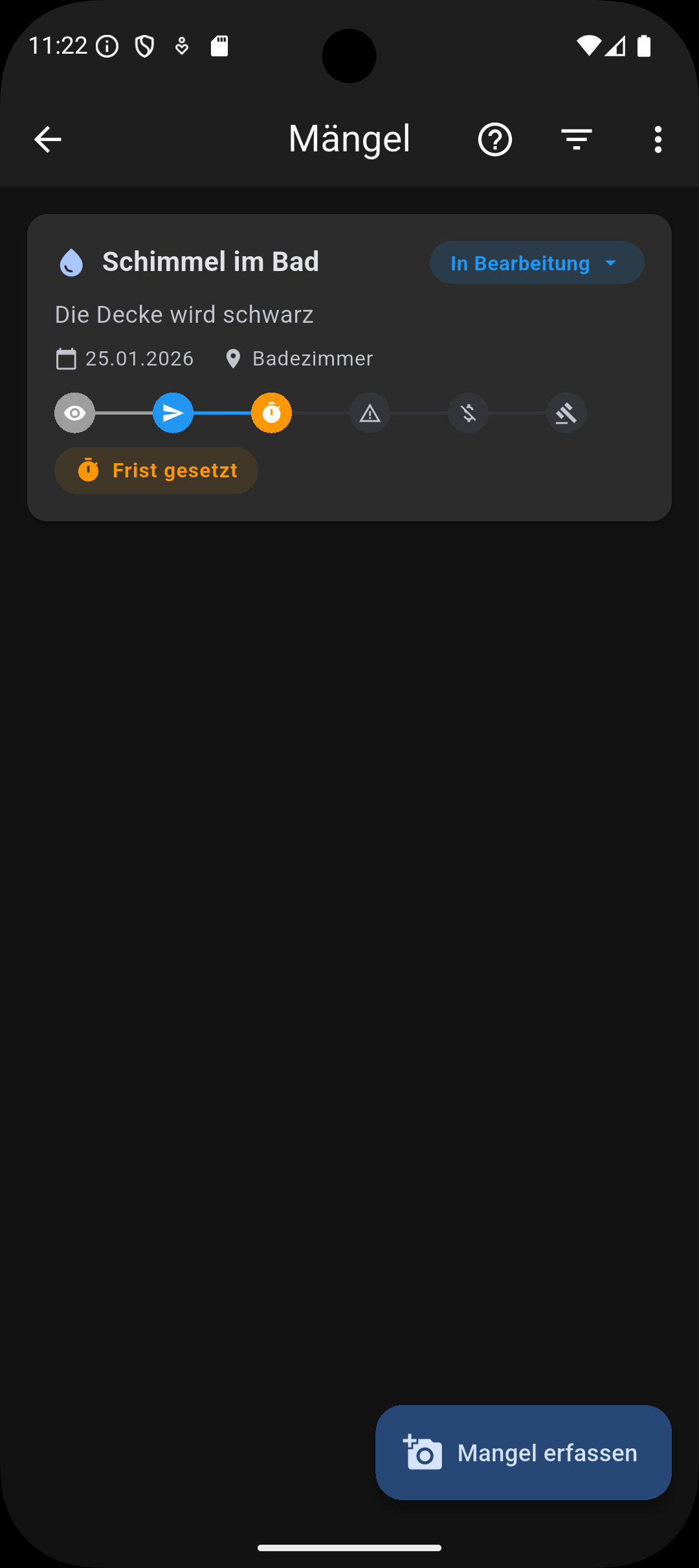 Mängel-Dokumentation Screenshot 1