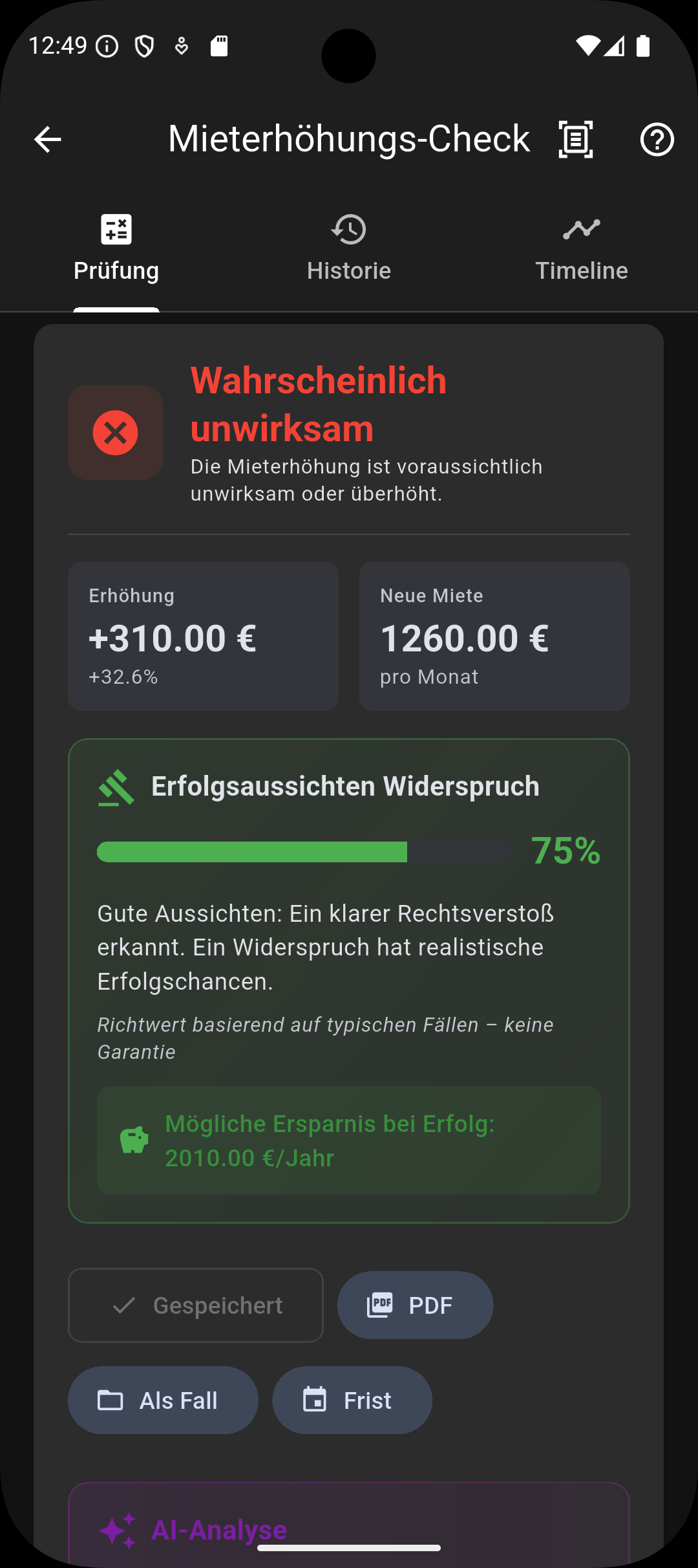 Mieterhöhungs-Check Screenshot 1