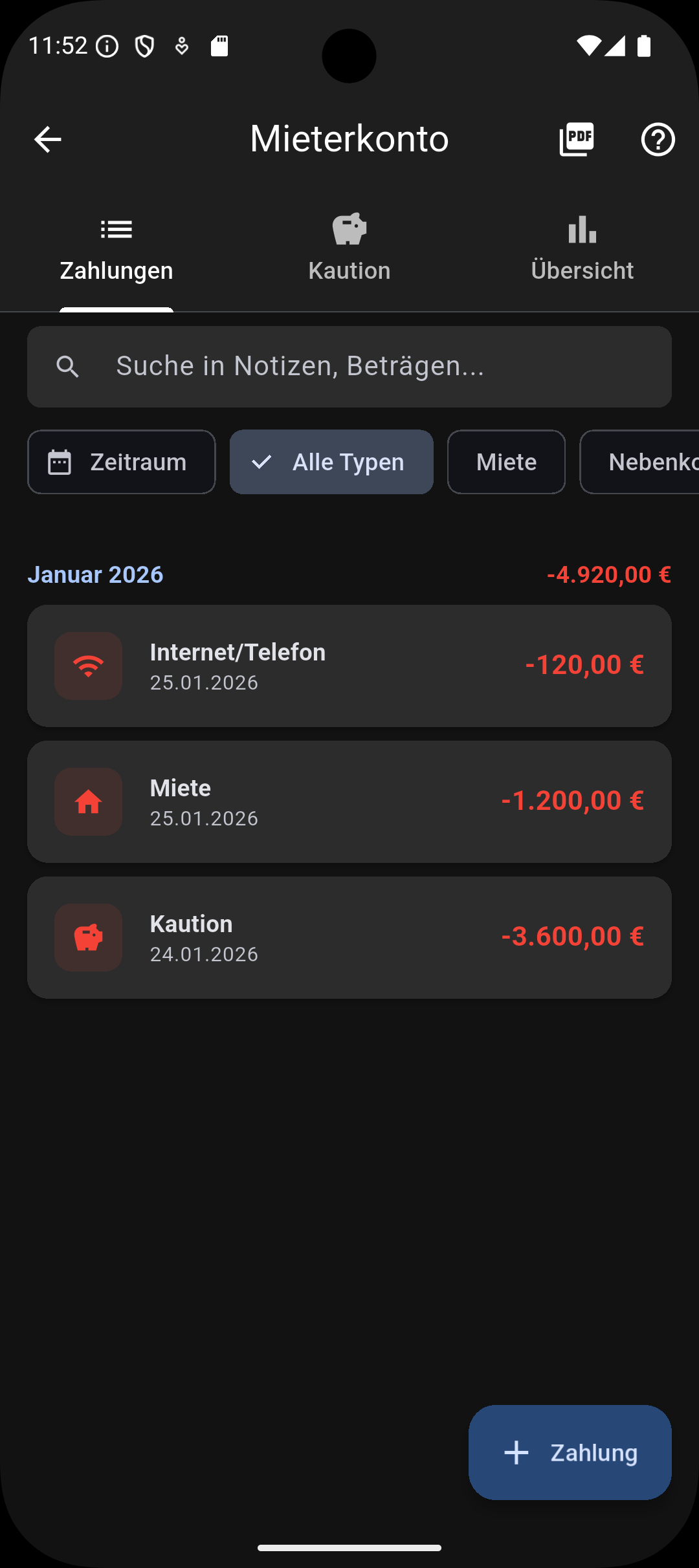 Mieterkonto Screenshot 3