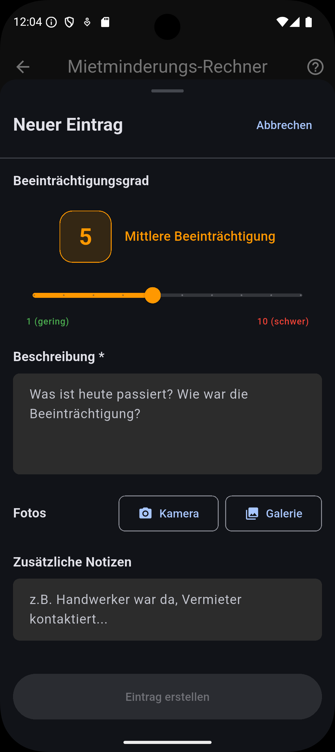 Mietminderungs-Rechner Screenshot 3
