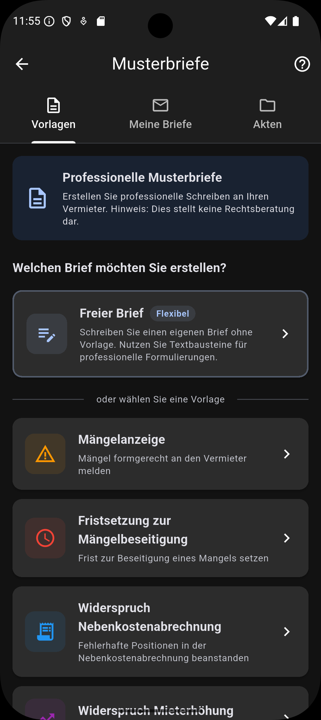 Musterbriefe Screenshot 1